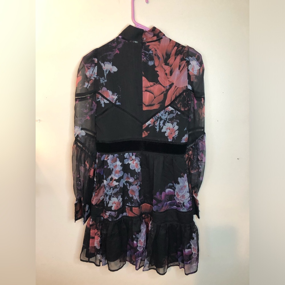 Ted Baker Dress $325 NWT Gretaah ladder trim mini dress black pink purple XS/1 - Picture 5 of 11